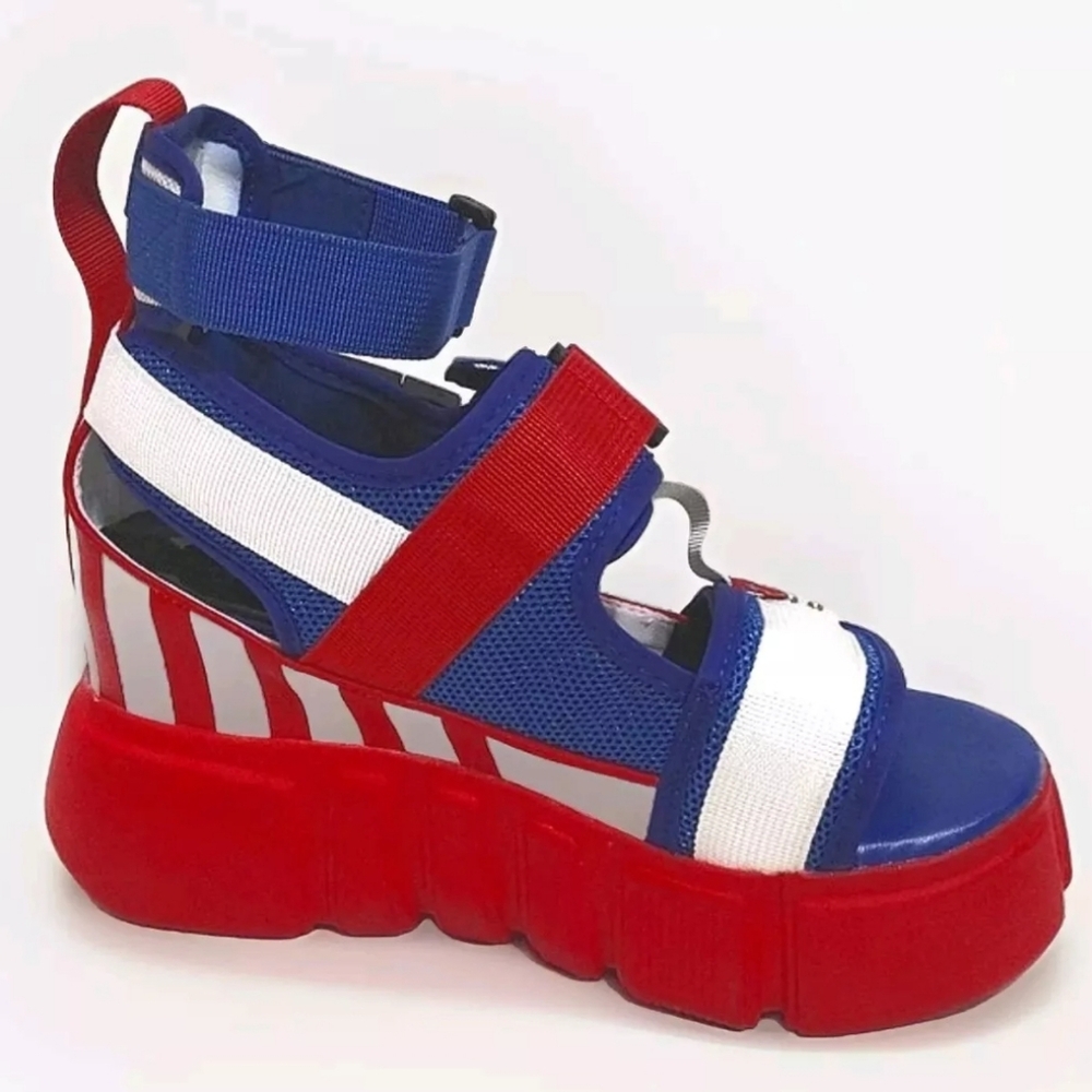 Anthony Wang USA Flag Platform Sandals 7.5 Festival Rave Harajuku K-pop Style